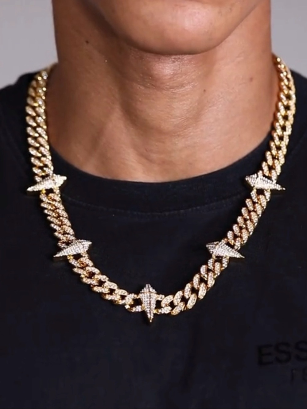 Men's Gold Plated Black Panther Cuban Chain Link Necklace